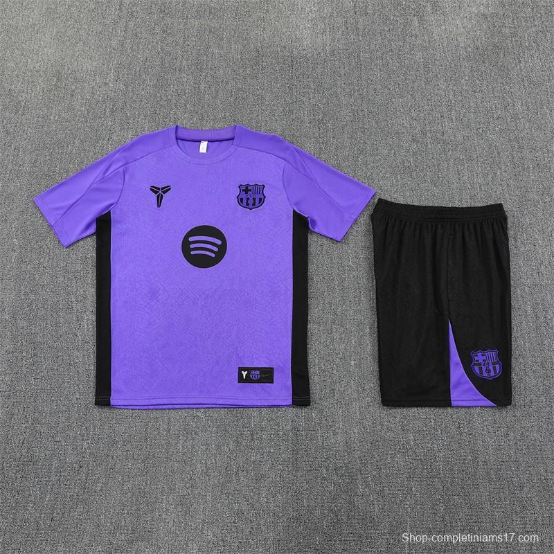 25/26 Barcelona Purple Joint Edition with XS Short Sleeve+Soccer Shorts
