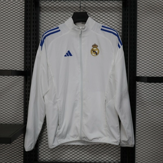 25/26 Real Madrid WHITE Windbreaker (with Inner Lining)