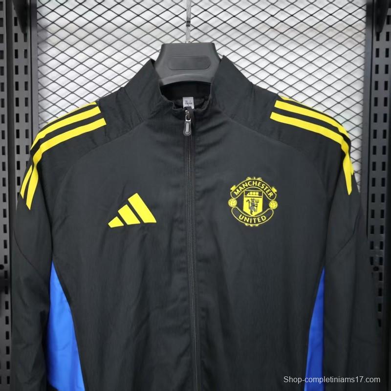 25/26 Manchester United Black Windbreaker (with Inner Lining)