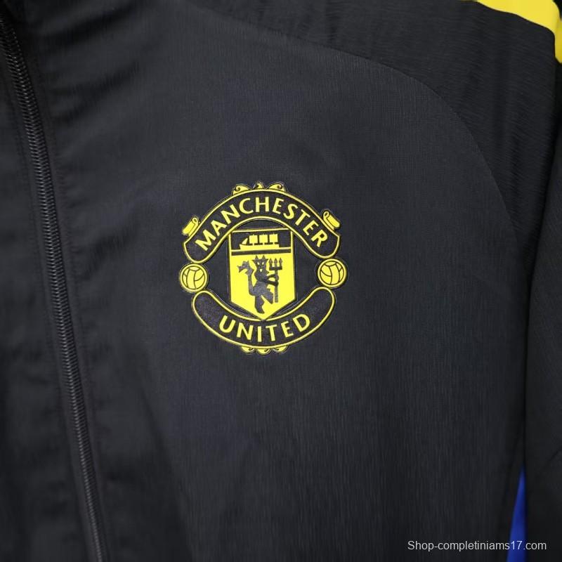 25/26 Manchester United Black Windbreaker (with Inner Lining)