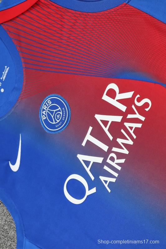 25/26 PSG Red/Blue Vest Jersey+Shorts