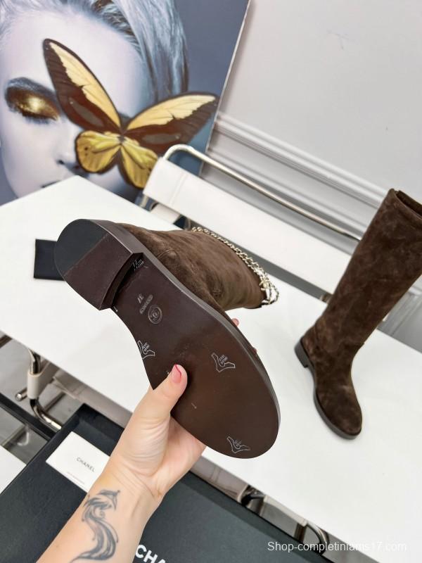 Chanel 2025/SS Quilted Leather Chain CC Four-Leaf Clover Flat Ankle Boots - LY00510