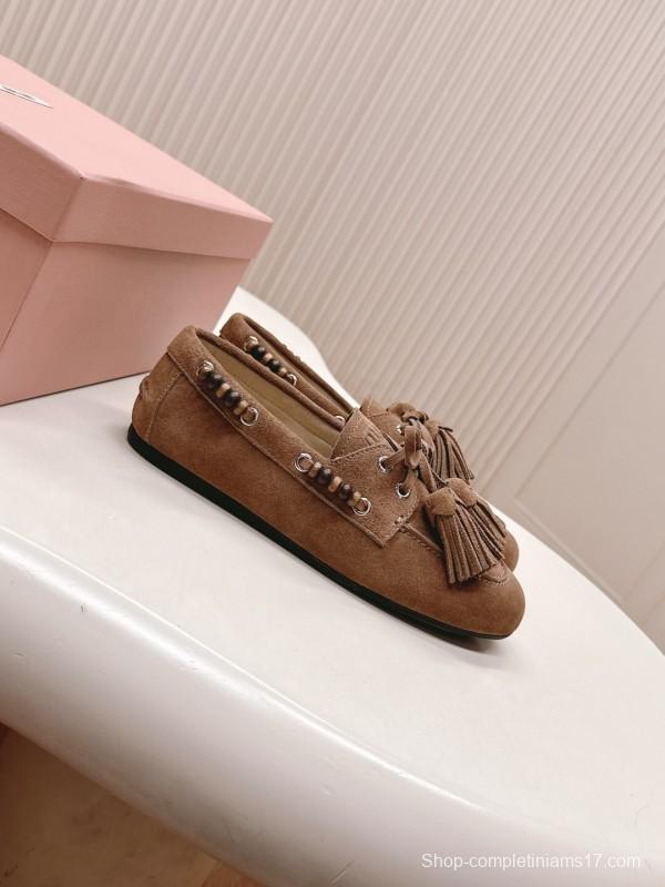 Miu Miu Fall/Winter 2025 Tassel Loafer Mule with Bead Accents - LY00330