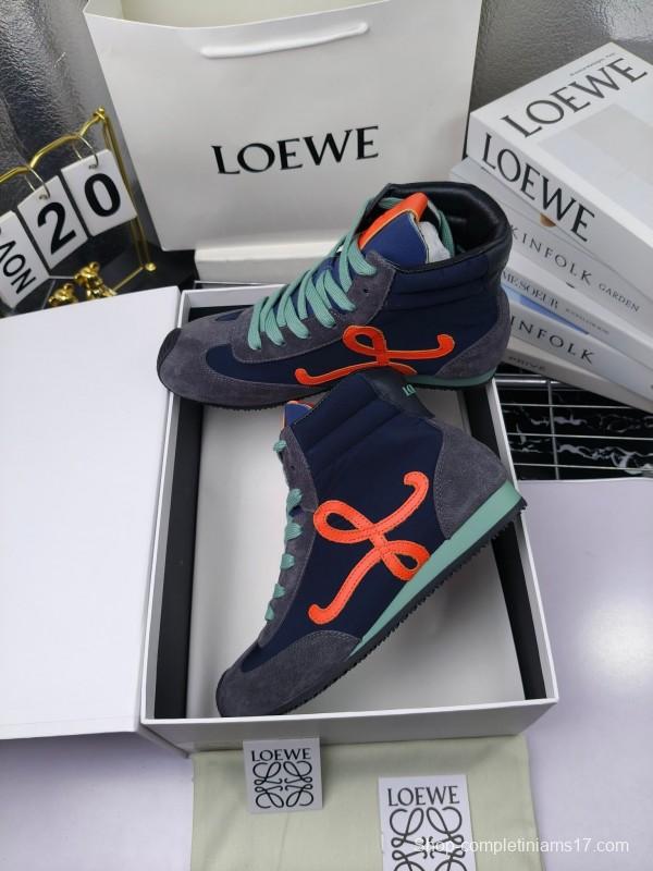 LOEWE High-Top German Training Sneakers Retro Fashion Casual White Shoes - LY00330