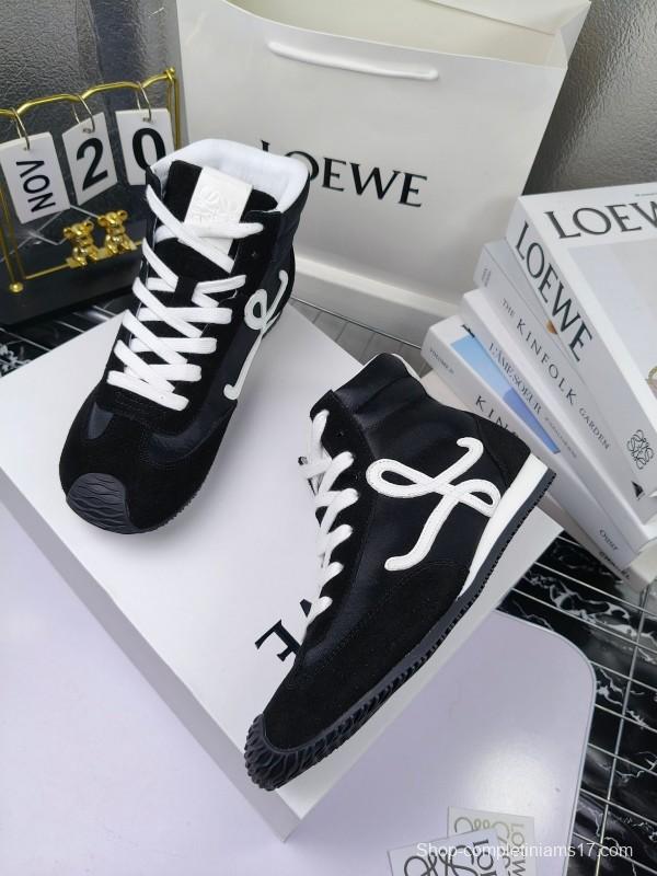 LOEWE High-Top German Training Sneakers Retro Fashion Casual White Shoes - LY00330