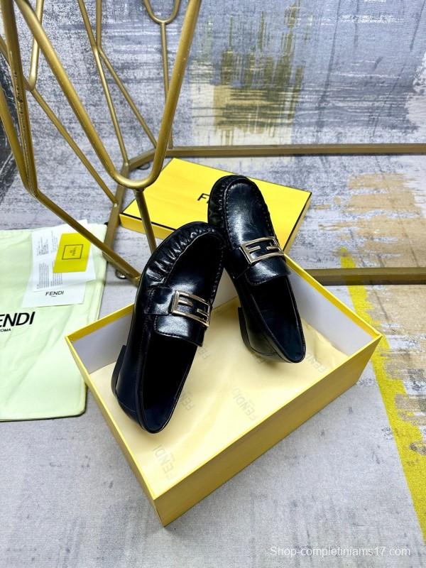 FENDI 2025/ss Loafers with FF Buckle and Soft Leather - LY00260