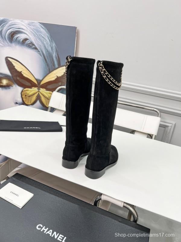 Chanel 2025 SS Quilted Leather Chain CC Logo Flat Ankle Boots - LY00510