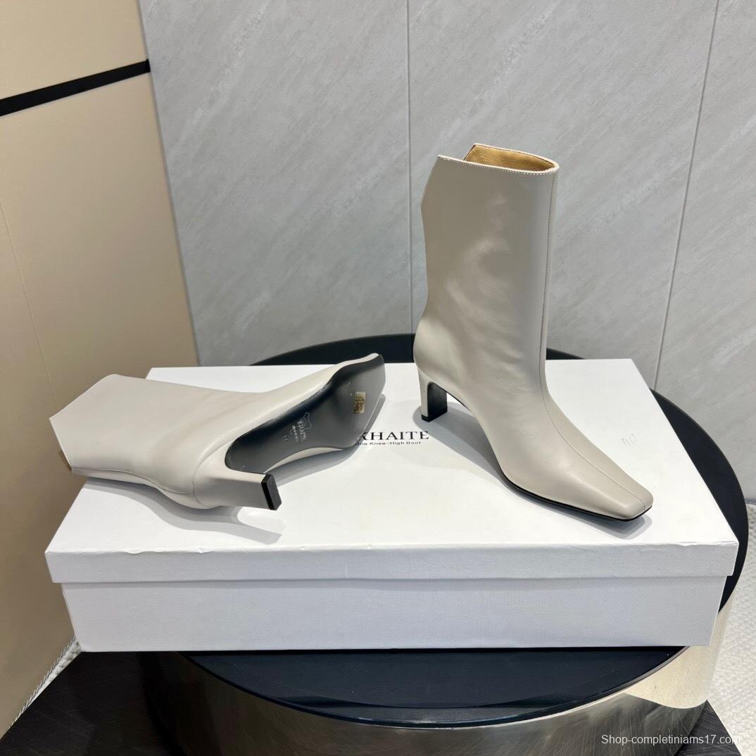 Khaite 2025 SS Fashion Square Toe Slip-On Ankle Boots - KFY00390