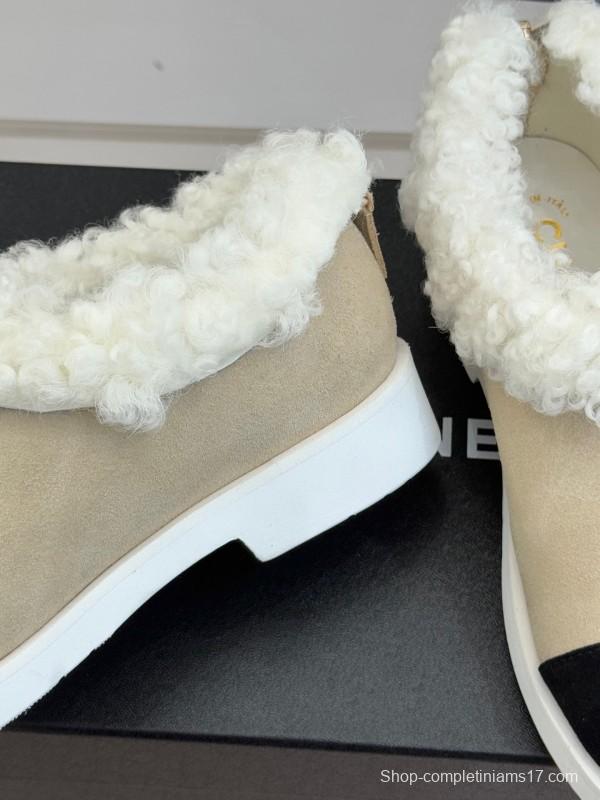 Chanel 2025/SS Double C Color-Block Shearling Snow Boots - KFY00270
