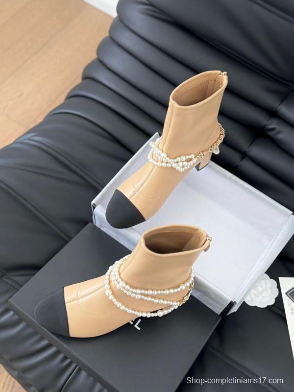 Chanel Pearl Collection Mary Jane Short Boots - LY00360