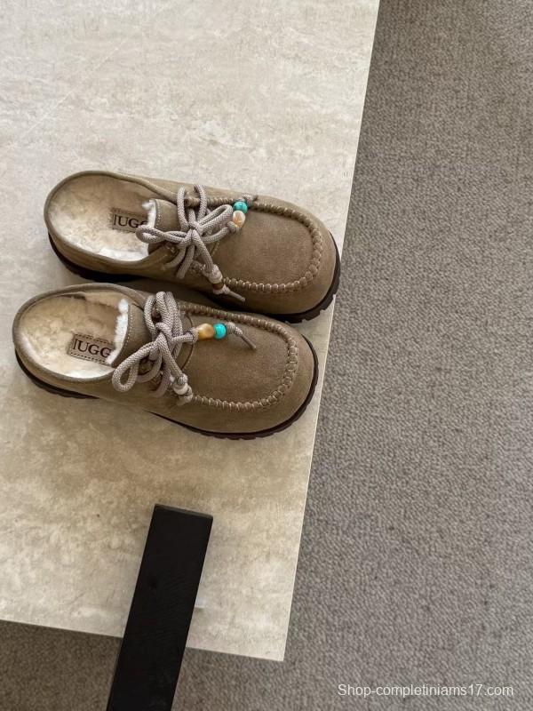 UGG Fall Winter New Potato Wool Slippers Retro Acrylic Buckle Decoration - KFY00250