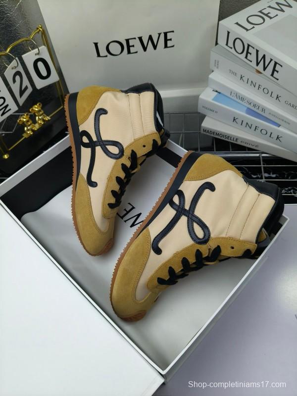 LOEWE High-Top German Training Sneakers Retro Fashion Casual White Shoes - LY00330