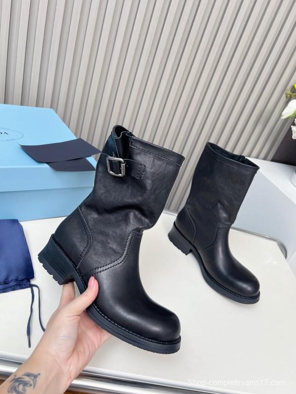 Prada 2025 SS Retro Martin Boots Riding Boots - LY00350