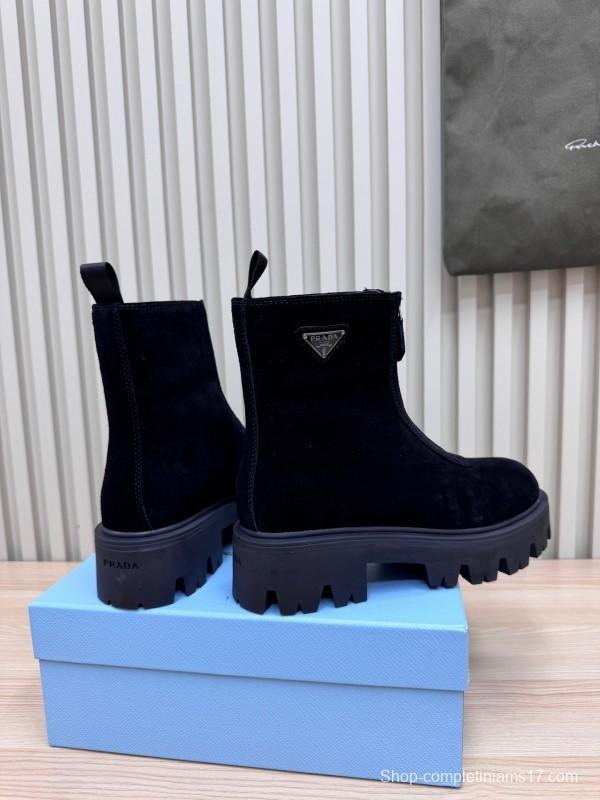 Prada Unisex Martin Boots Premium Leather Construction - LY00340