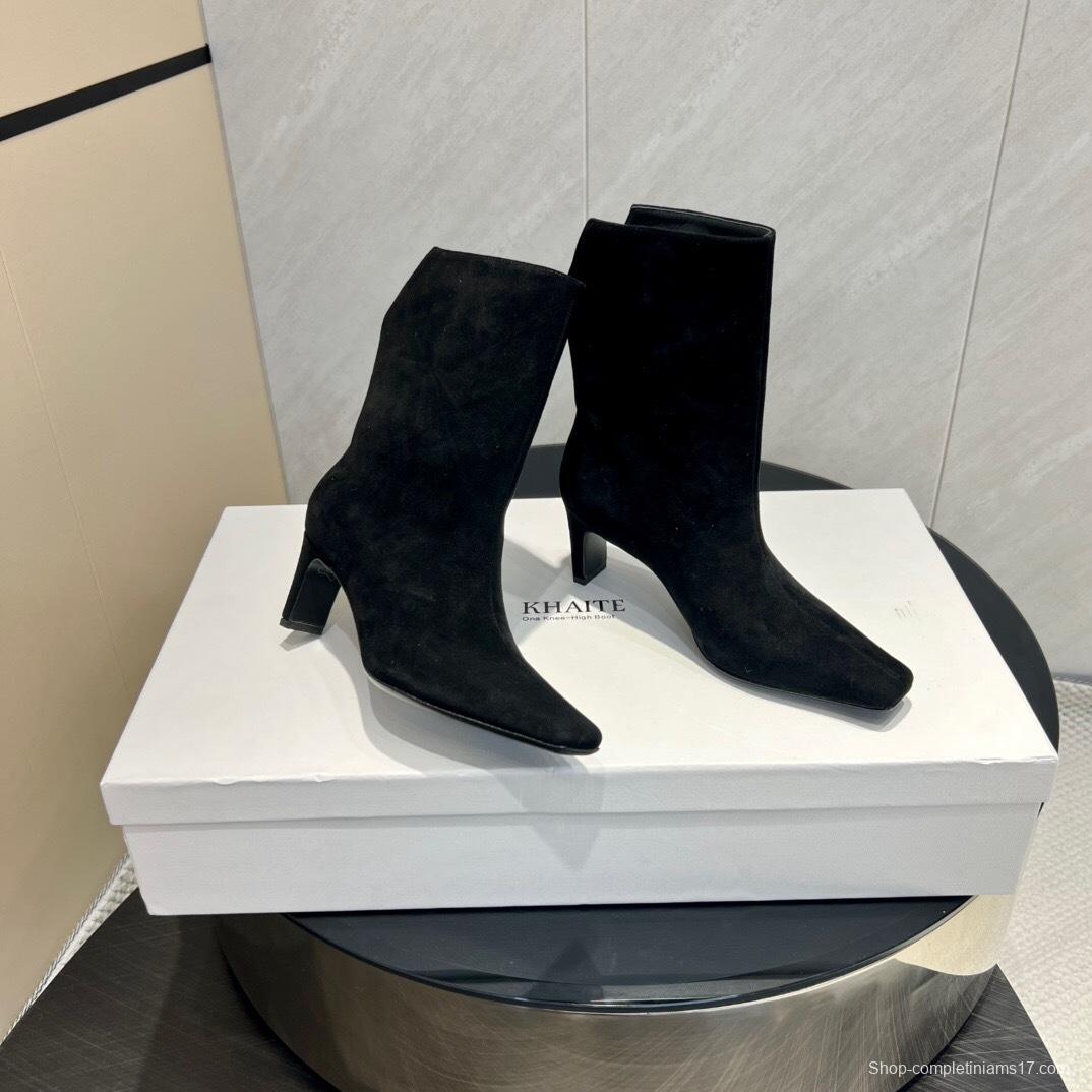 Khaite 2025 SS Collection Square Toe Slip-On Ankle Boots - KFY00390