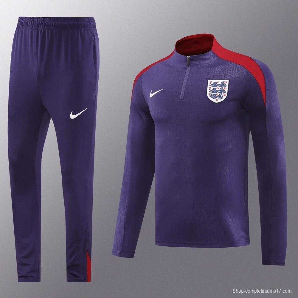 2025 England Purple Half Zipper Jacket+Long Pants
