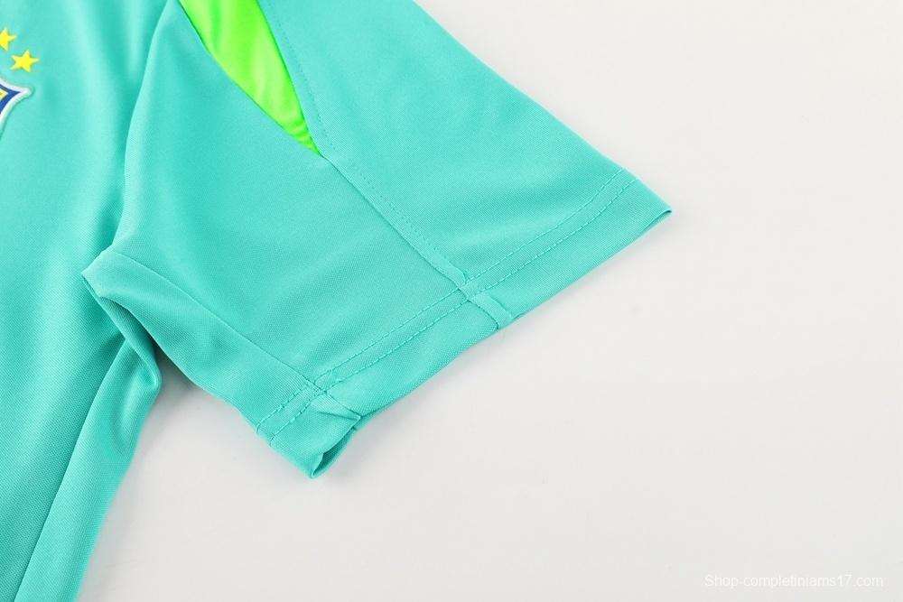 2025 Brazil Lake Green Short Sleeve+Soccer Shorts