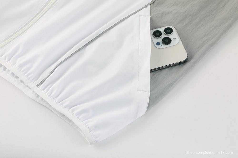 25/26 Real Madrid White Half Zipper Jacket+Long Pants S-3XL