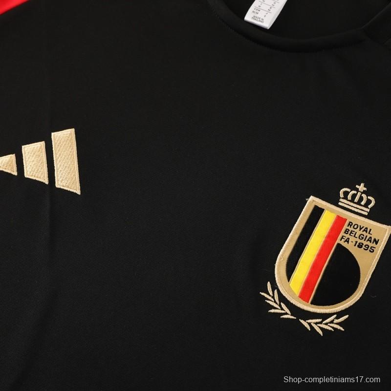 2025 Belgium Black Short Sleeve+Soccer Shorts
