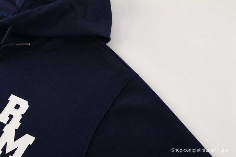 25/26 Real Madrid Royal Blue Half Zipper Jacket+Long Pants S-2XL