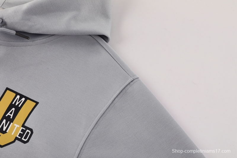 25/26 Manchester United Gray Half Zipper Jacket+Long Pants S-2XL