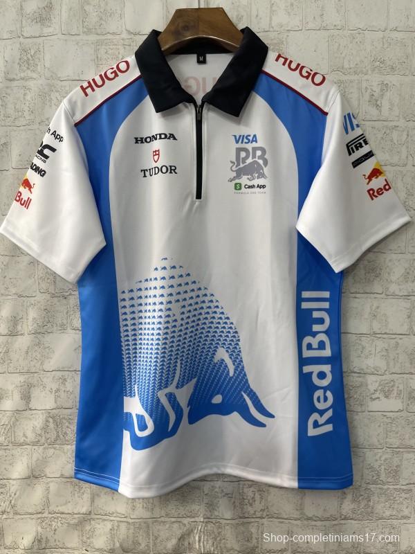 2026 F1 Red Bull Racing White with Blue Bull Graphic Polo