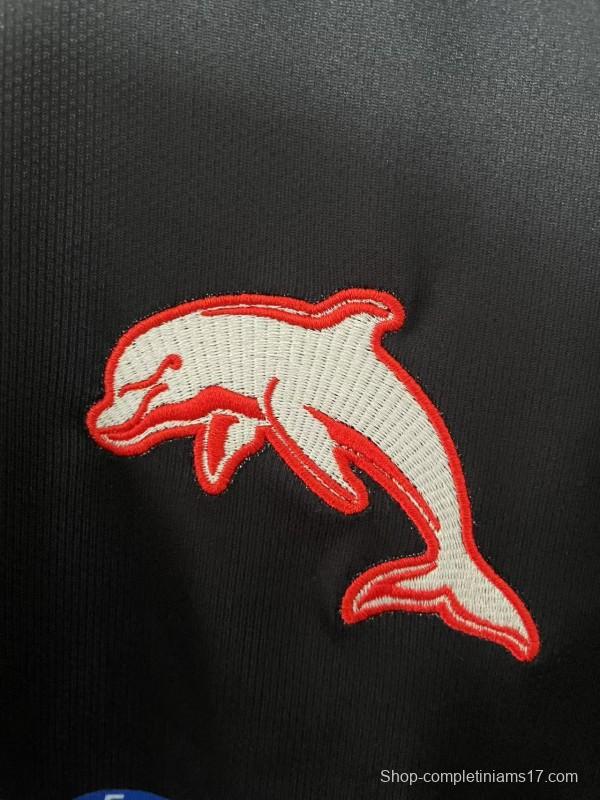 2025 Redcliffe Dolphins Red with Tonal Hoops Home Jersey