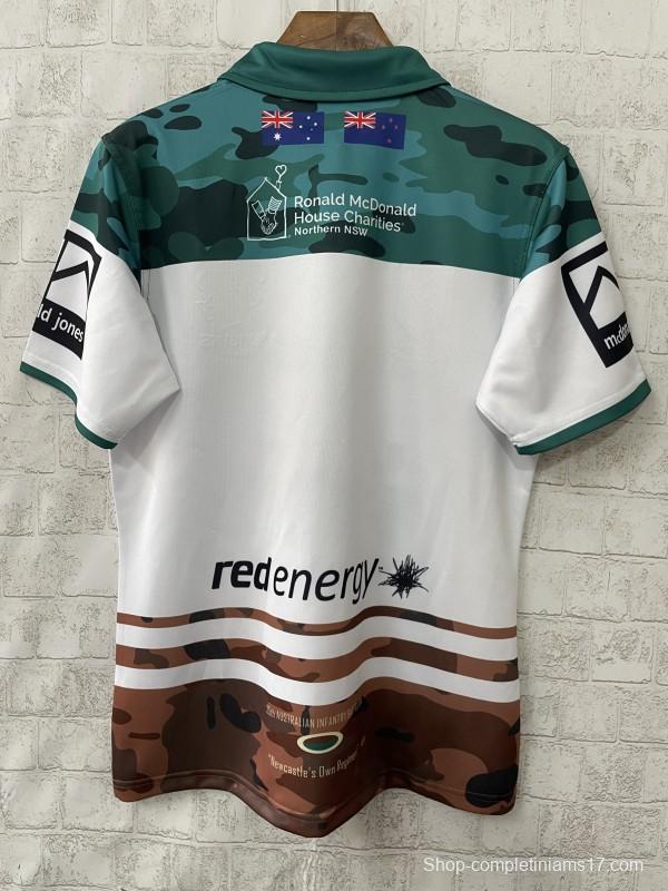 25/26 Newcastle Knights White with Green and Brown Camouflage Jersey