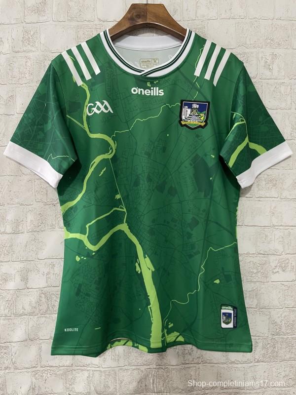 25/26 Limerick GAA Green with River Shannon Map Pattern Home Jersey
