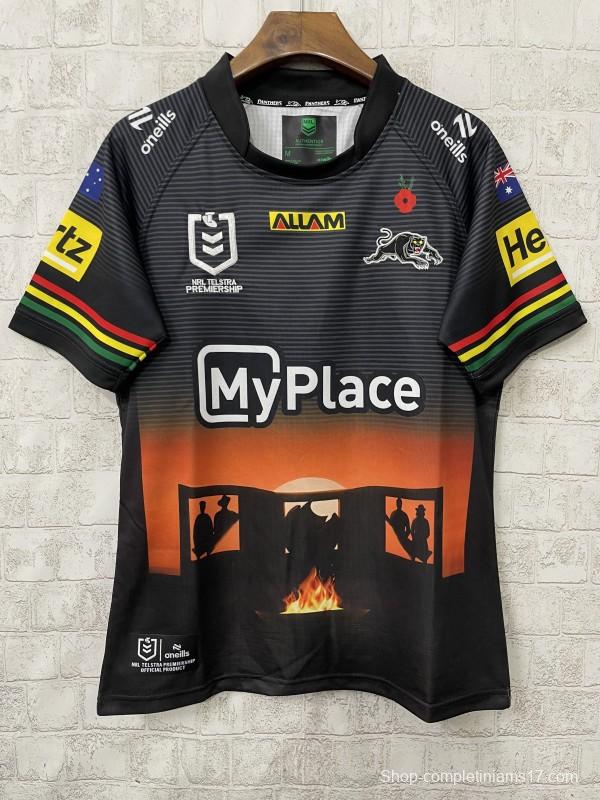 25/26 Penrith Panthers Black with ANZAC Commemoration Design Jersey