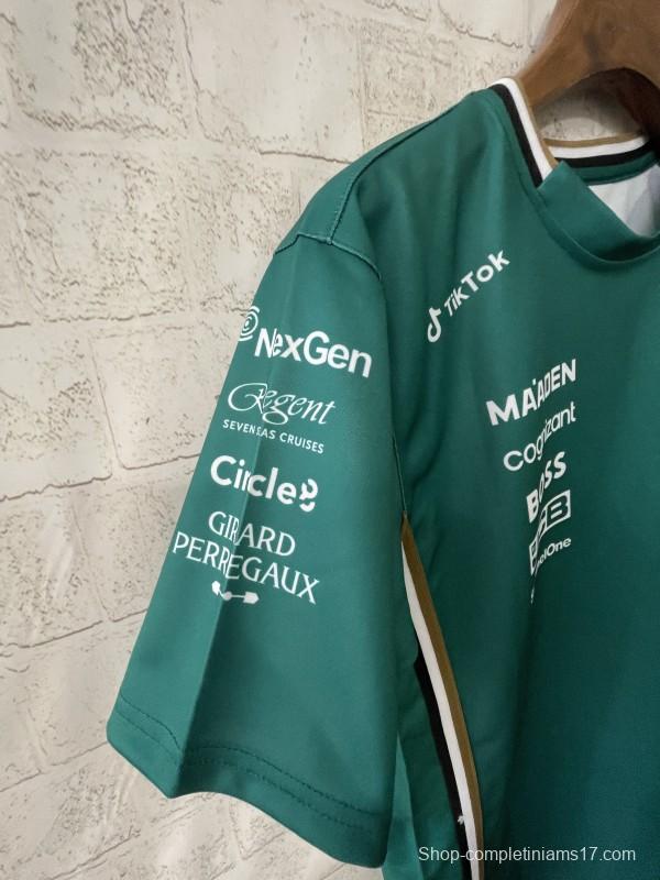 2025 F1 Aston Martin Aramco F1 Team Dark Green with Gold Trim Jersey #14  Aramco