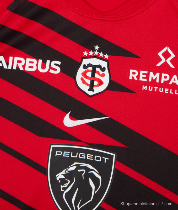25/26 Stade Toulousain Red with Black Diagonal Stripes Jersey