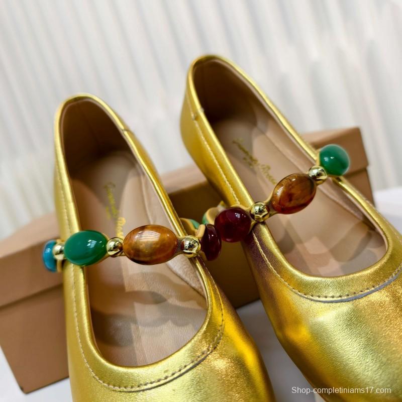 Gianvito Rossi Bohemian Style Turquoise Flat Ballet Shoes - LY00320