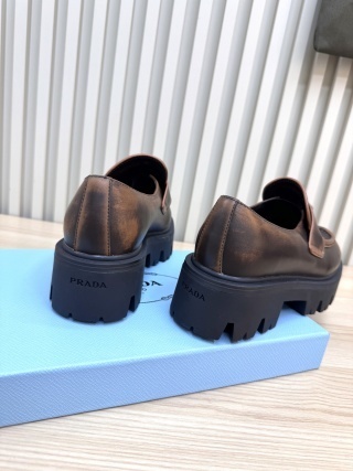 Prada Platform Loafers with Lightweight Anti-Slip Sole - LY00300