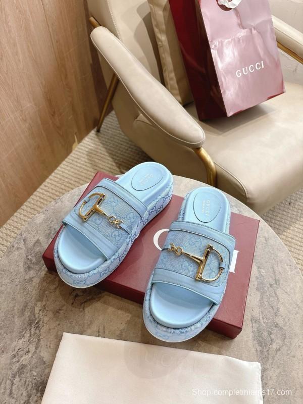 Gucci 8356-8 Women's Sandals with Horsebit Detail and Gold Hardware