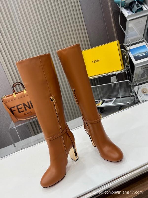 FENDI Delfina Round Toe Boots with FF Buckle - LY00520