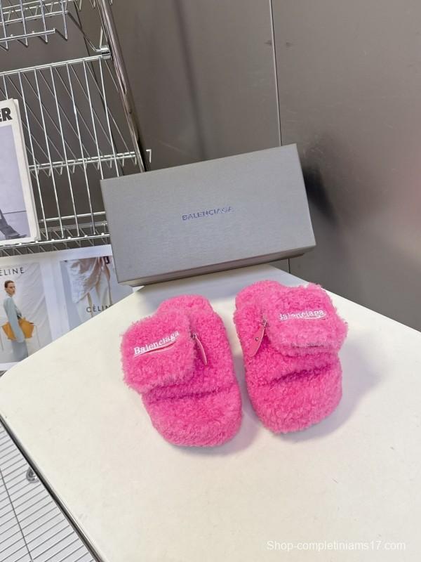 Balenciaga 2025 SS Couple Edition Cola Fur Slippers - KFY00230