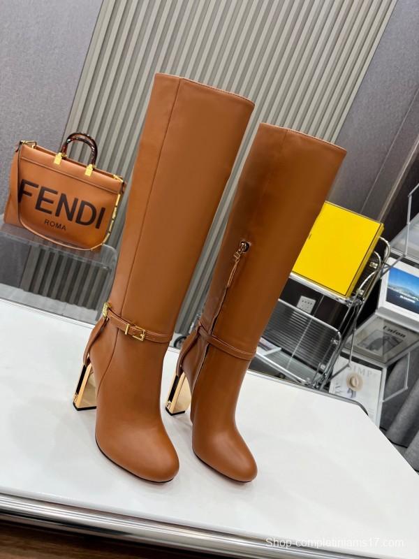 FENDI Delfina Round Toe Boots with FF Buckle - LY00520