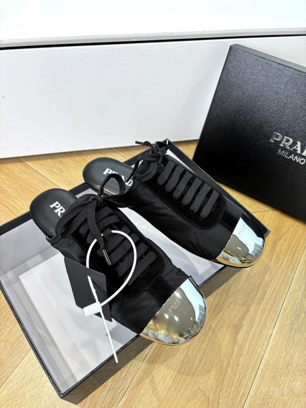 Prada Metal Toe Thin Sole Trainer Casual Shoes - LY00270