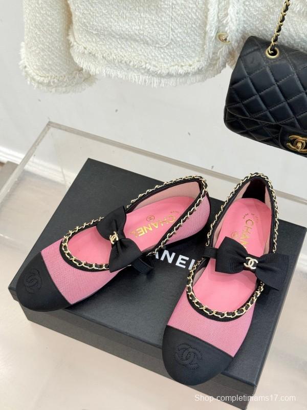 Chanel 2025 SS Hollow Chain Bow Mary Jane Shoes - KFY00290/KFY00300
