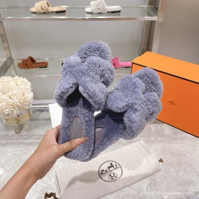 H Teddy Wool H Slippers Flat Sole - LY00240