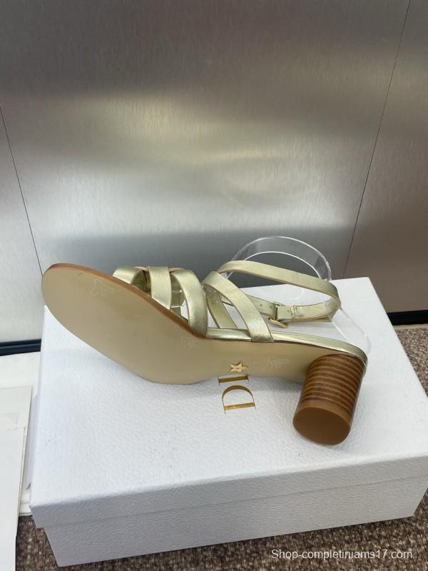 Dior D-Club Jelly Color Hollow Layered Cross Strap Mid Heel Women Shoes - KFY00290