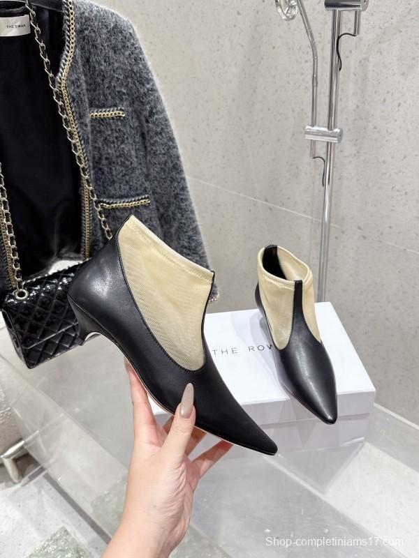 THEROW 2025SS French Retro Simple Style Mesh Kitten Heel Sandals - KFY00320