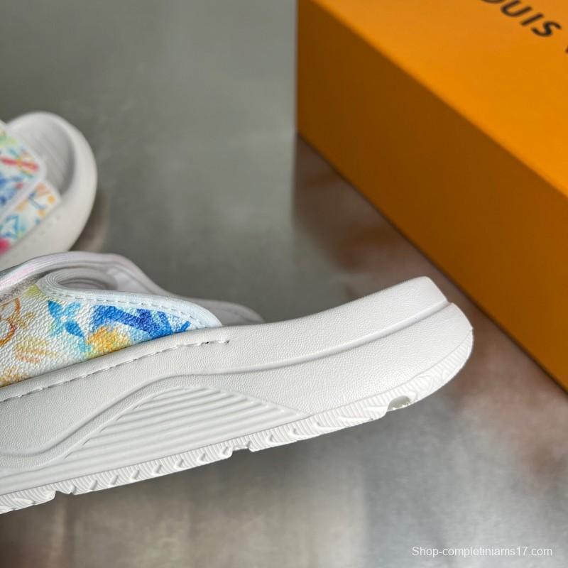 Louis Vuitton Miami Mule Slip-On Sandals with Velcro Strap - YC