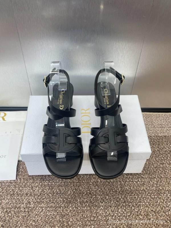 Dior D-Club Jelly Color Hollow Layered Cross Strap Mid Heel Women Shoes - KFY00290