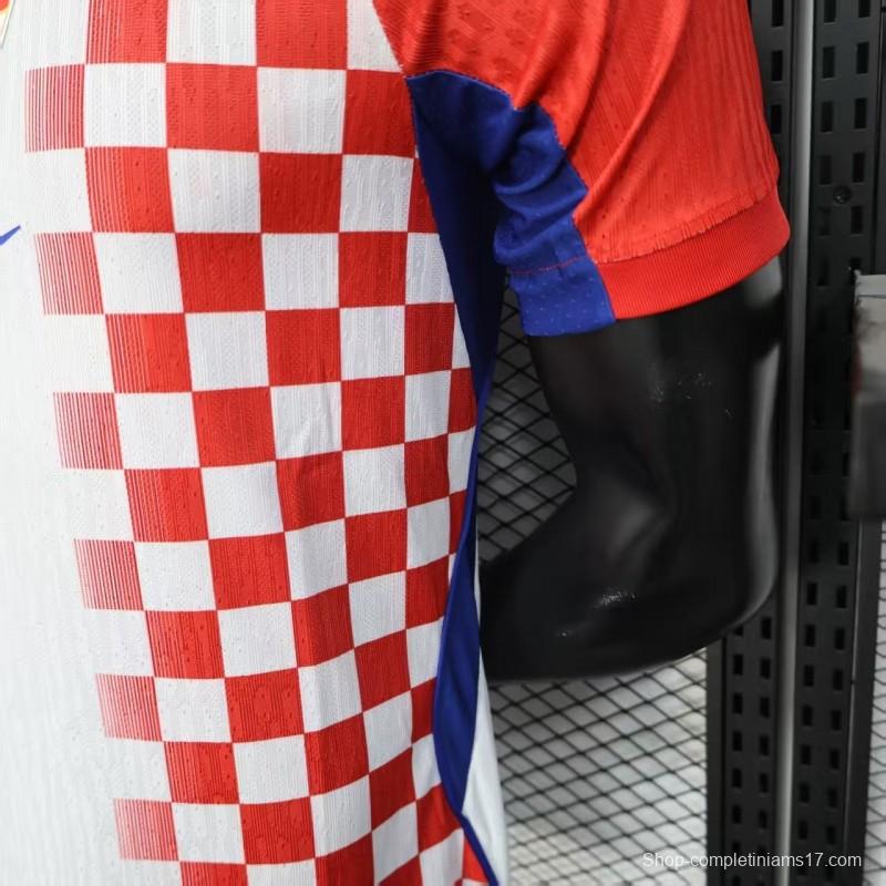 Player Version 2026 Croatia Home Red and White with Checkerboard Pattern Jersey
