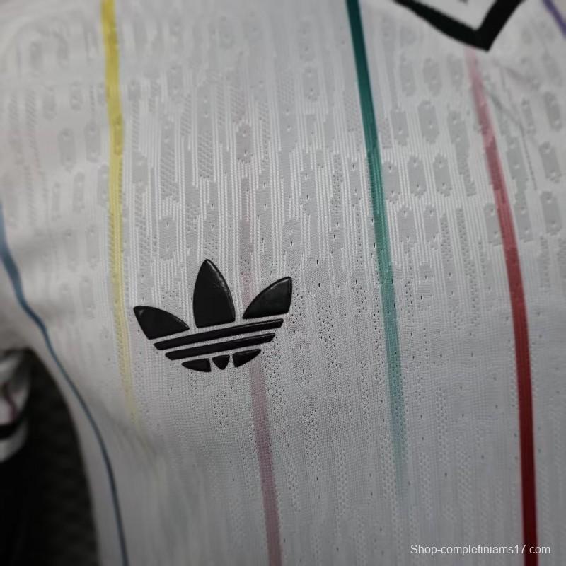 Player Version 2026 Japan Away White with Colorful Vertical Stripe Pattern Jersey