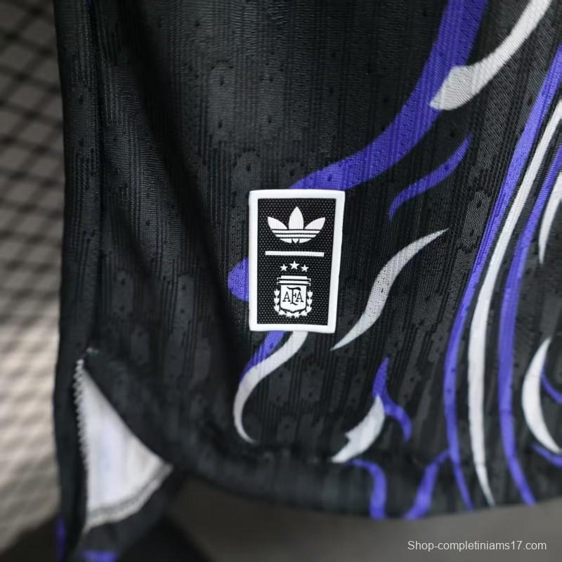 Player Version 2026 Argentina Third Black with Artistic Swirl Pattern Jersey