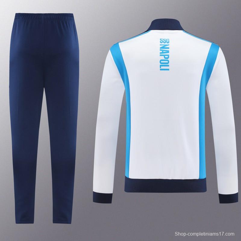 25/26 SSC Napoli White  Full zipper Jacket Tracksuit+ long pants