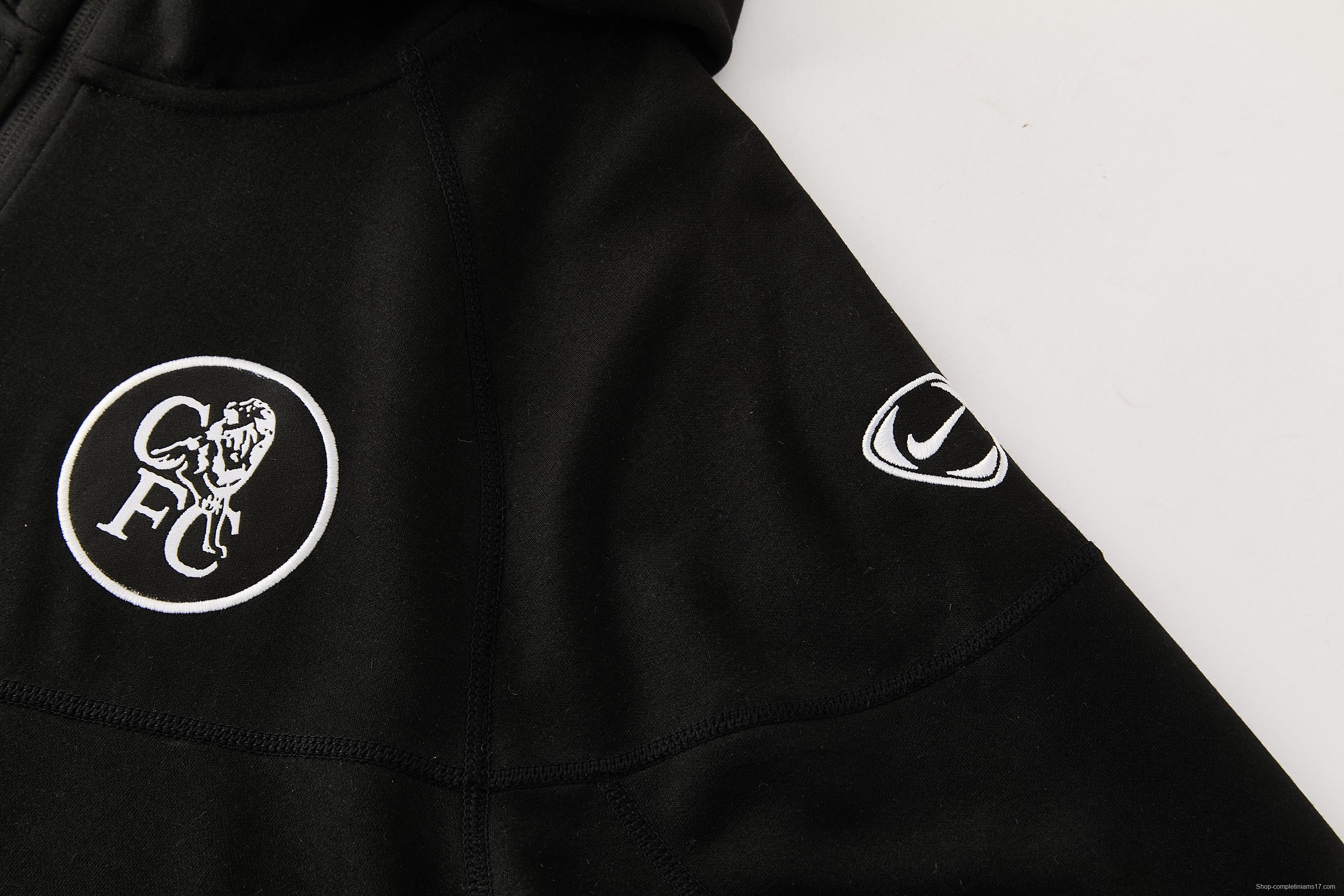 25/26 Chelsea Black Full Zipper Hoodie Windbreaker + Long Pants